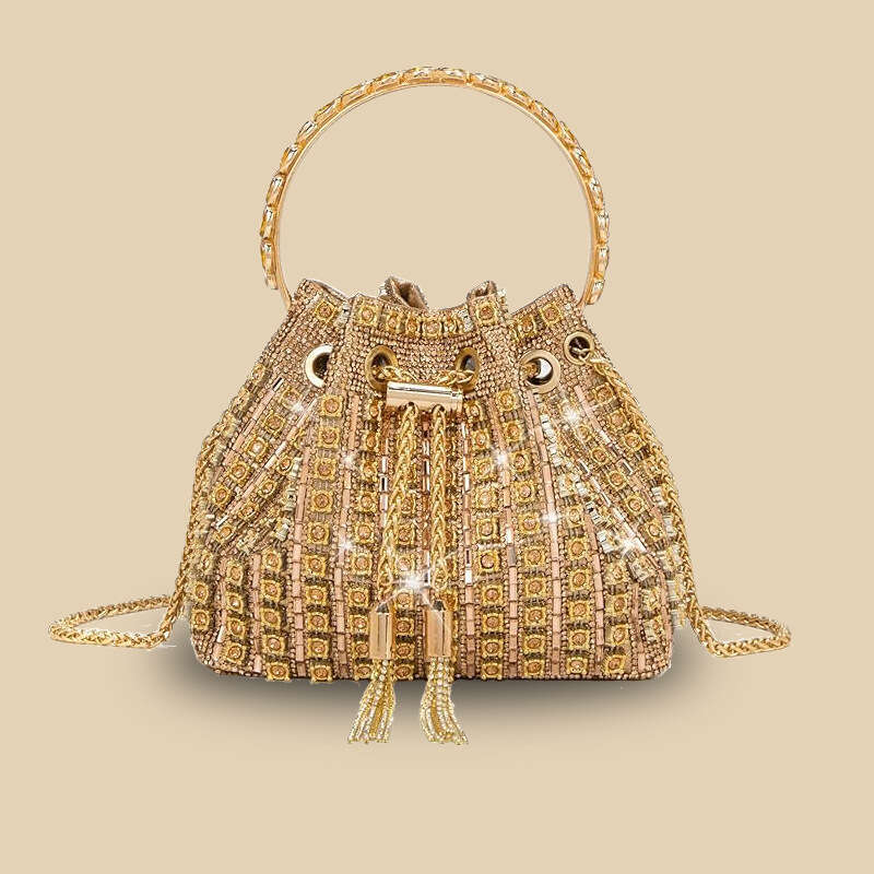 Dinner Bag Dinner Bag Banquet Temperament Inlaid Handbag Chain Simple And Fashionable Full Diamond Bucket Bag KQ KQ