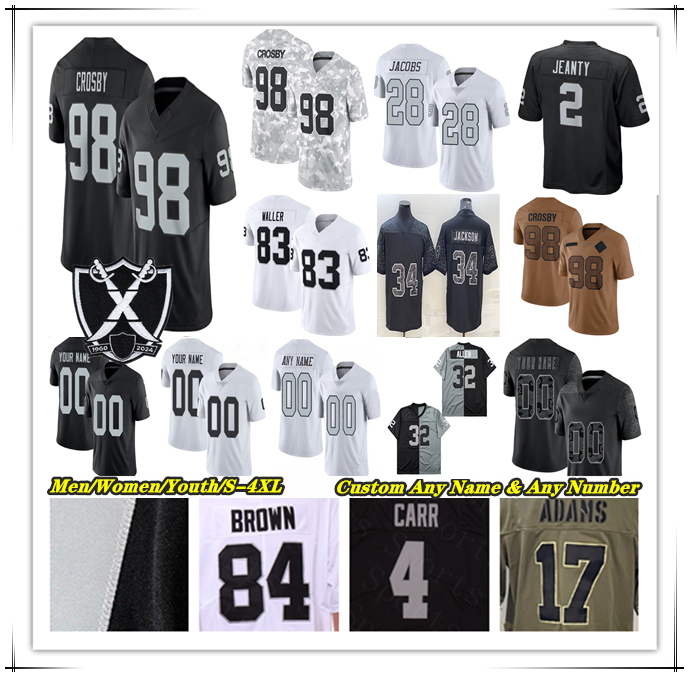 Ashton Jeanty Jersey Football Maxx Crosby Aidan O'Connell Brock Bowers Jakobi Meyers Sincere McCormick Zamir White Tre Tucker Jack Bech Darien Porter Isaiah Pola-Mao