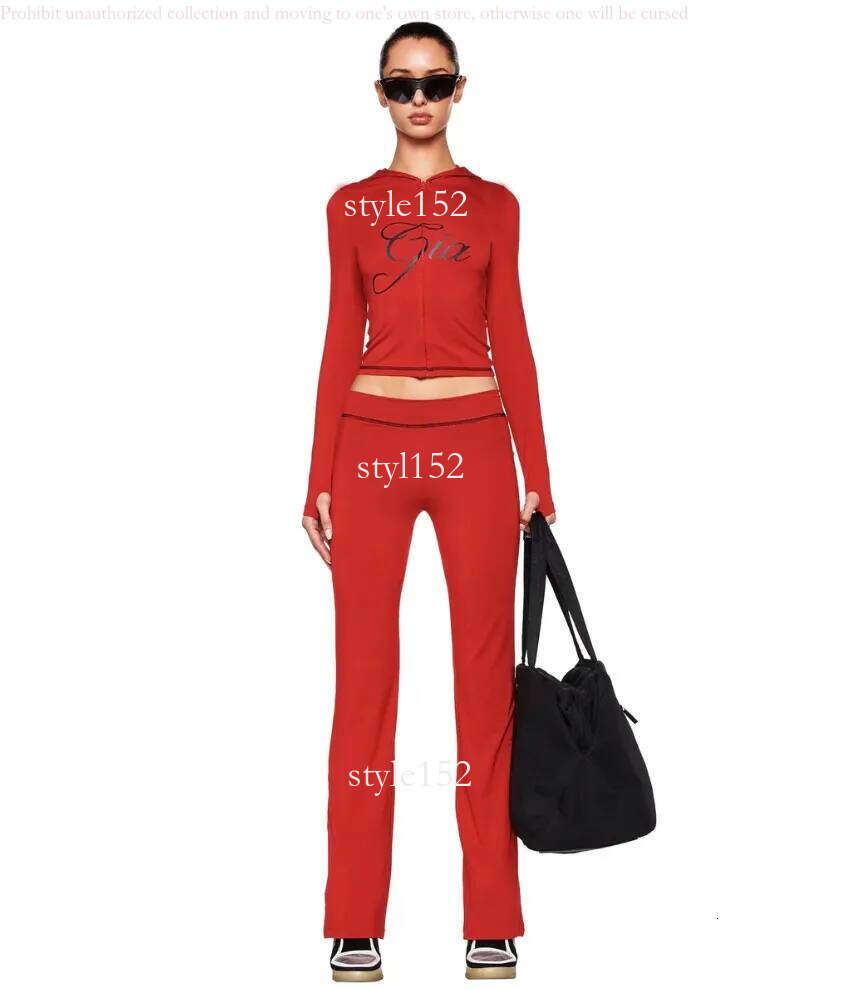 Designer iam gia summer set Women's Tracksuits Thicken Two 2 Piece Set Outfits For Women Flared Pants Zip-up Cap Long Sleeve High Spring Top & Lo
