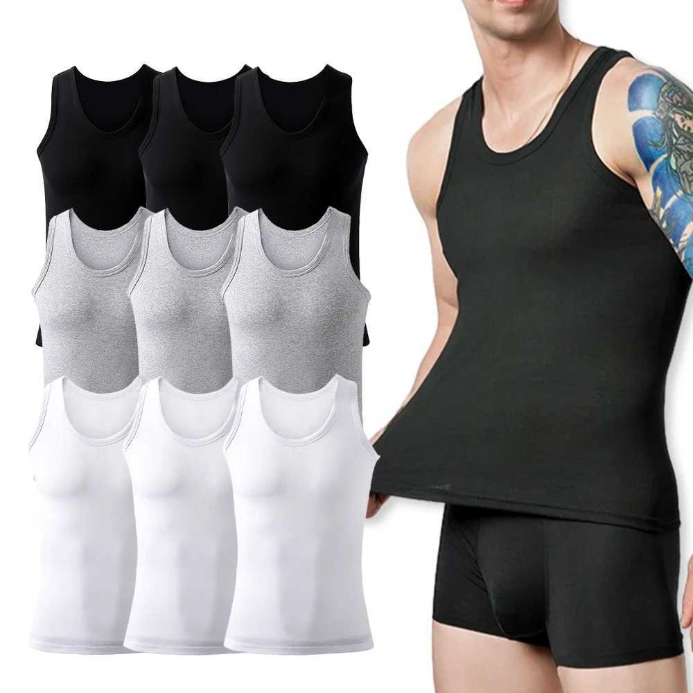 9Pcs Mens Cotton Athletic Tank Top Sleeveless Tank A-Shirt Breathable Moisture-Wicking Undershirt Summer Lightweight Underwear W250508