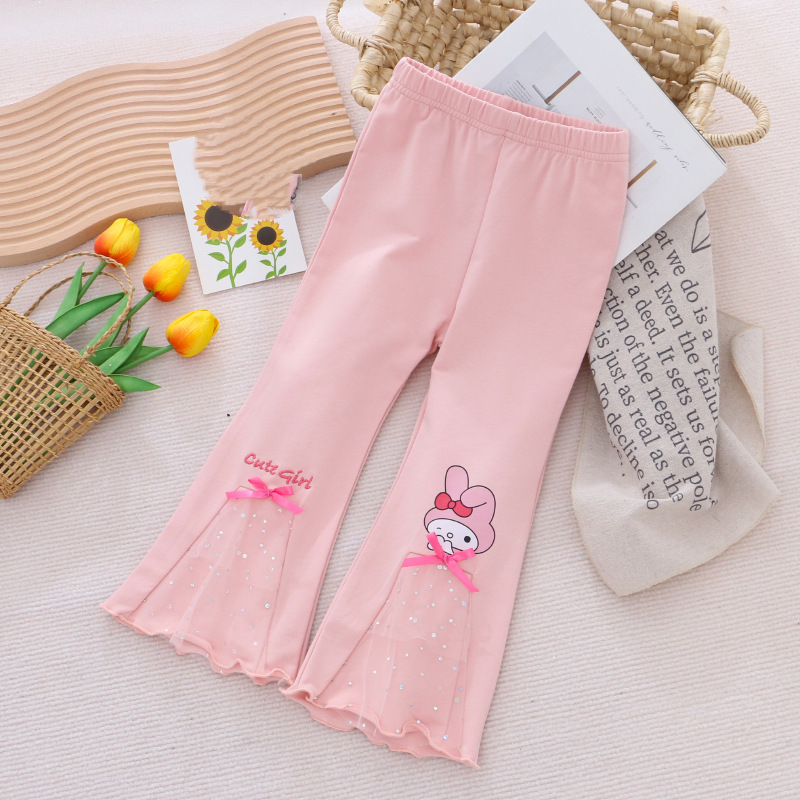 DISNEY Frozen Elsa princess baby clothes Girls' bell-bottom trousers autumn children's clothes long pants elastic cartoon.