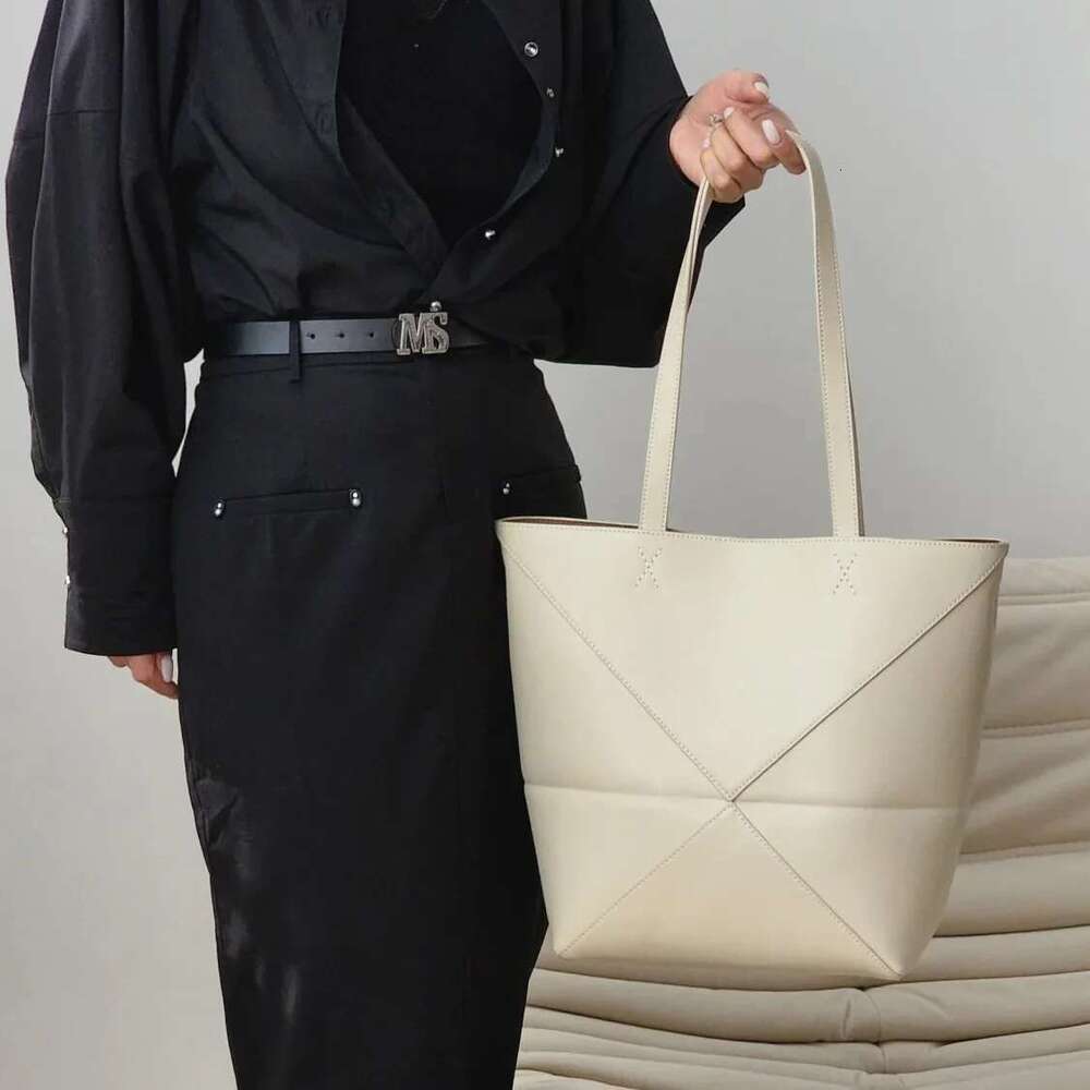 New Fashion Cow Leather Puzzle Foldable Tote Geometric Design Single Shoulder Crossbody Bag Large Capacity Women's Handbag 250607