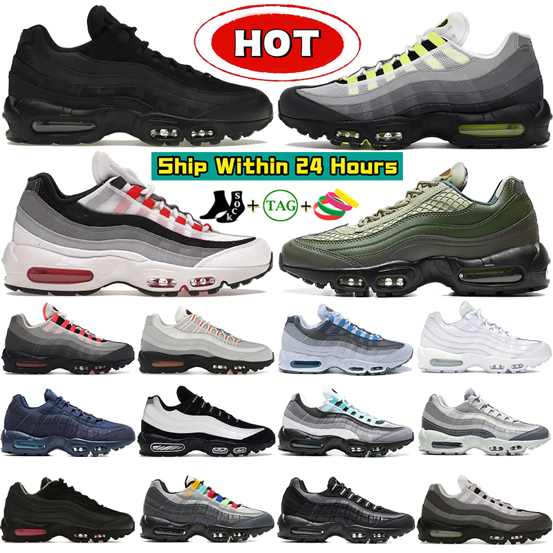 Local Warehouse Big Size 95s designer mens running shoes triple black white neon Obsidian Light Blue 95 Stock in USA outdoor womens sports sneakers trainers size 36-48