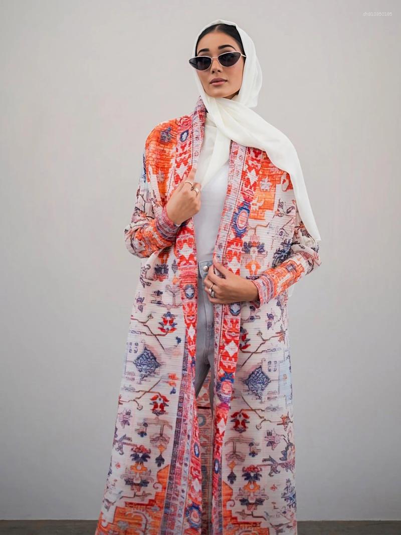 Ethnic Clothing Abaya Ramadan 2025 Evening Formal Robe For Women Casual Elegant Dubai Pleated Long Sleeve Cardigan Trench Coats free shippin