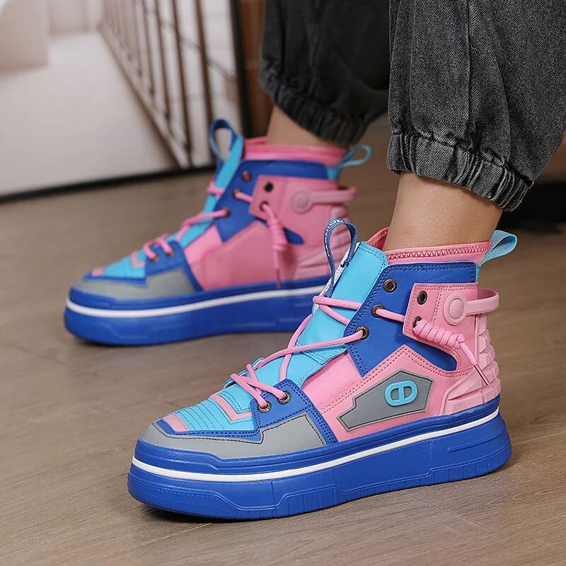 New high top board thick soles increase men's fashion personality all match student sports shoes