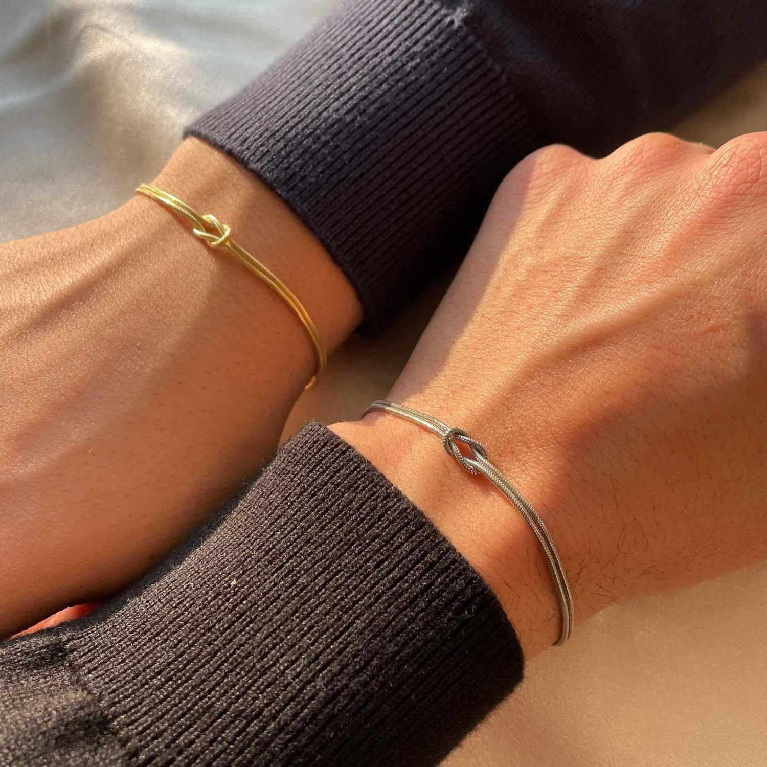 Jewelry Fashion Design Titanium Steel Couple Valentine's Day Snake Chain Handmade Knot Bracelet