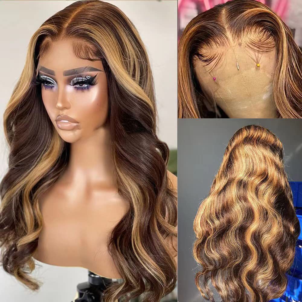 womens Wig mid length rolled black brown gradient synthetic high-temperature silk full head cover