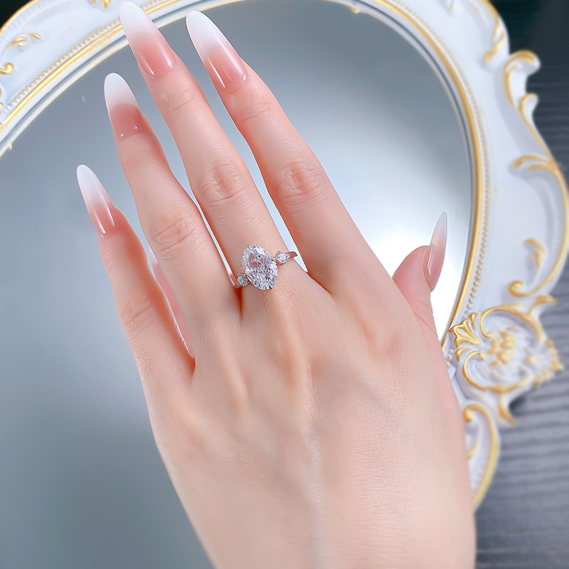 Rulalei Brand New Wedding Rings Jewelry Real 100% Sterling Sier Large Oval Cut White Moissanite Dia Gold Party Eternity Women Bride Ring Gift