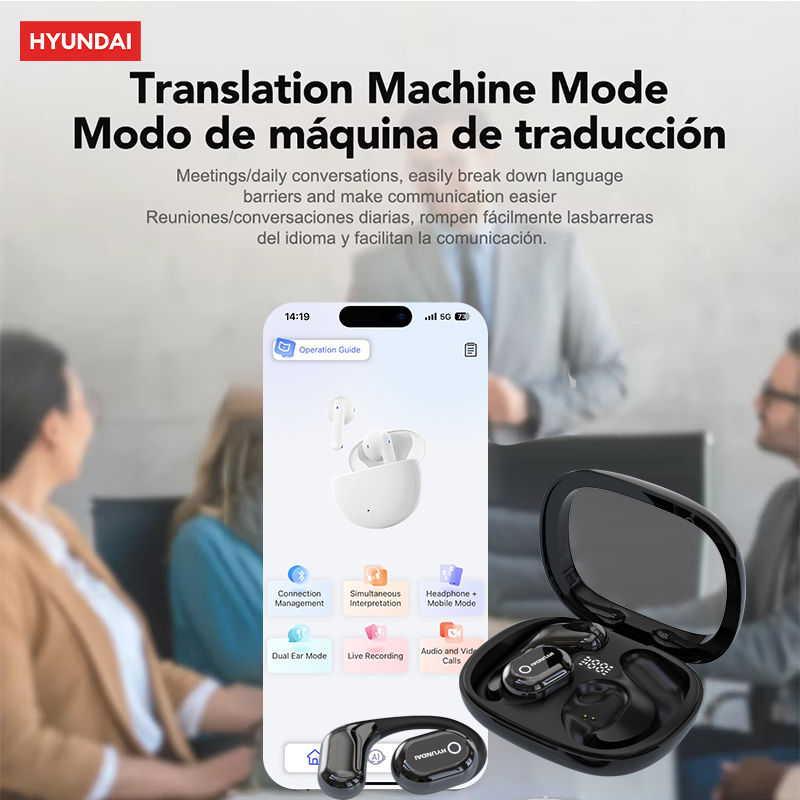 HYUNDAI HY-Y16 AI Translation Wireless Earphones Support Multi Languages Real Time OWS Headphones HIFI Stereo HD Call