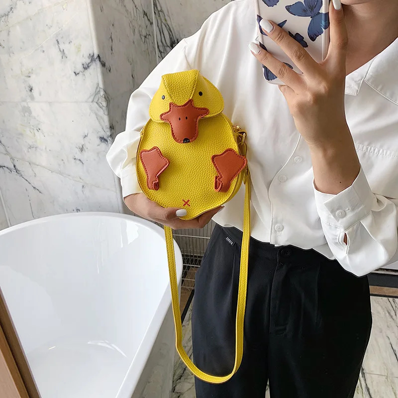 Girls Cute Cartoon Duck Handbags Women Duck Shape Crossbody Bag Female Soft PU Leather Shoulder Bag 250507