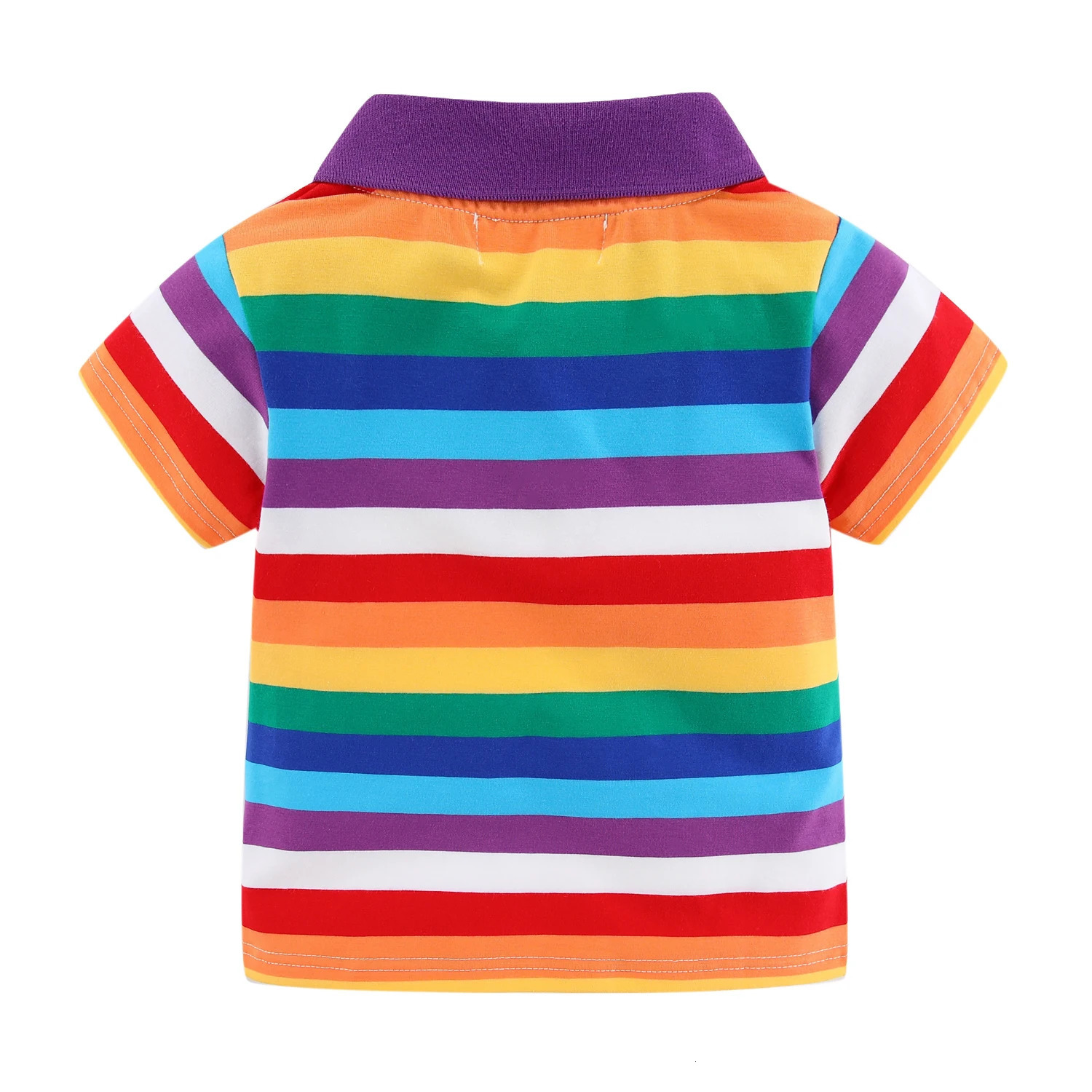 Mudkingdom Boys Polo Shirt Rainbow Colorful Striped Tshirt for Girls Summer Tees Short Sleeve School Uniform Collared Tops 250508