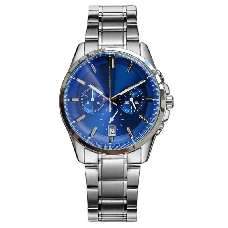 New men's wristwatch features a stainless steel case, an imported quartz chronograph movement and an imported genuine leather strap F1 4214