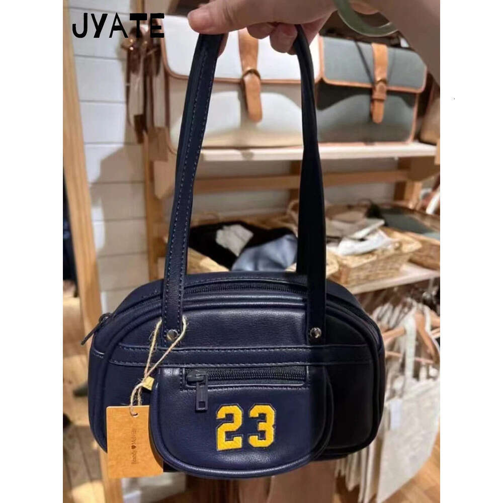 Fashion 23 Embroidery Navy Shoulder Bag Preppy Style Zipper High Quality Ladies Bags New Vintage Street Chic Handbags Y2K