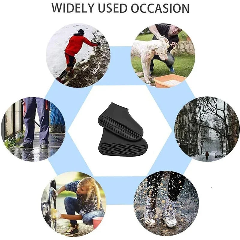2 waterproof and anti slip silicone shoes high elasticity wearresistant neutral rain boots suitable for outdoor rainy reusable shoe covers 250428s