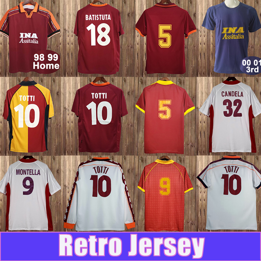 2001 2002 TOTTI NAKATA Mens Retro Soccer Jerseys BATUSTUTA CASSANO ALDAIR STATUTO CONTI GIANNINI Home Away vintage Football Shirts Short Sleeve Uniforms