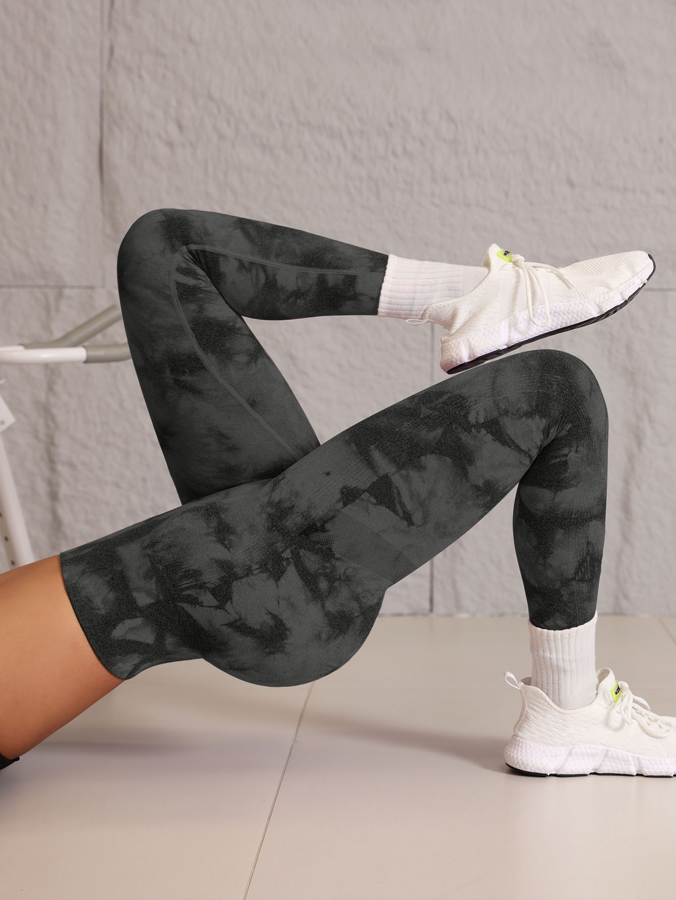 New seamless tie dye yoga pants, waisted peach hip leggings, high stretch fitness pants