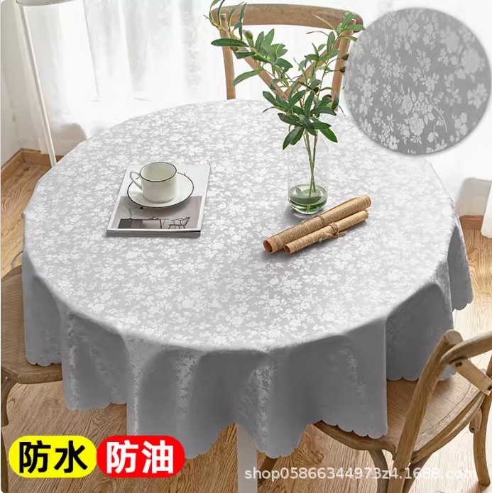 XX0375 high-grade waterproof, oil-proof, scalding-proof and washable tablecloth for restaurants, household, round PU tablecloth for hotels, dirt-resis