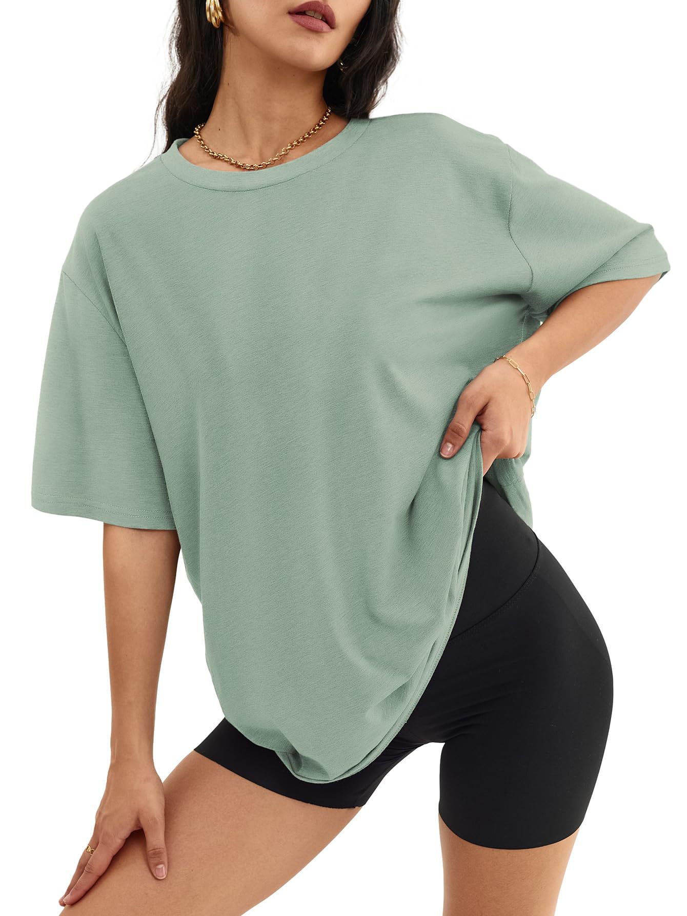 Ladies T-shirt new color loose sleeve sleeve round neck short sleeve top 2025
