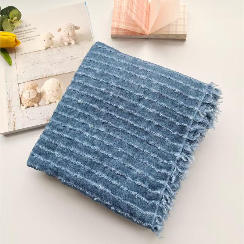 T661 new polyester-cotton blended dirty-dyed scarf retro ethnic long ladies shawl summer sunscreen scarf