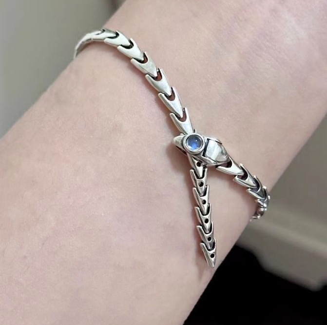2025 Blue Moonstone Snake Bracelet - Bold Chunky Chain Cuff, Edgy Luxury Statement Jewelry for Women & Men, Unique Minimalist Hand Chain