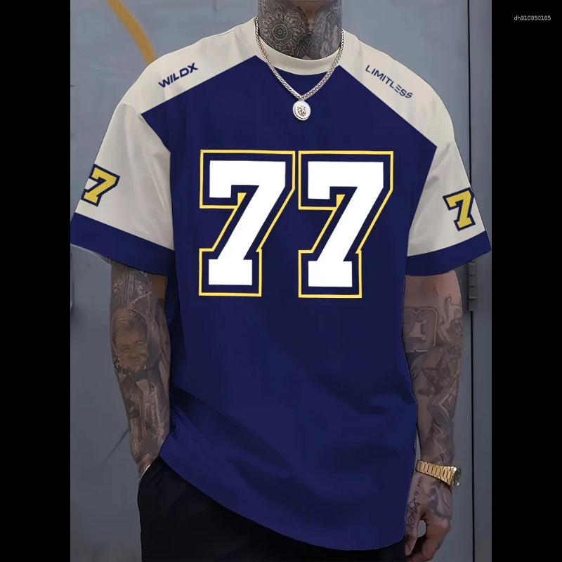 Mens T Shirts T-shirt Retro Sport 77 Series Vintage Inspired 3D Printed Sportswear Summer Polyester Tee For Gym Clothes