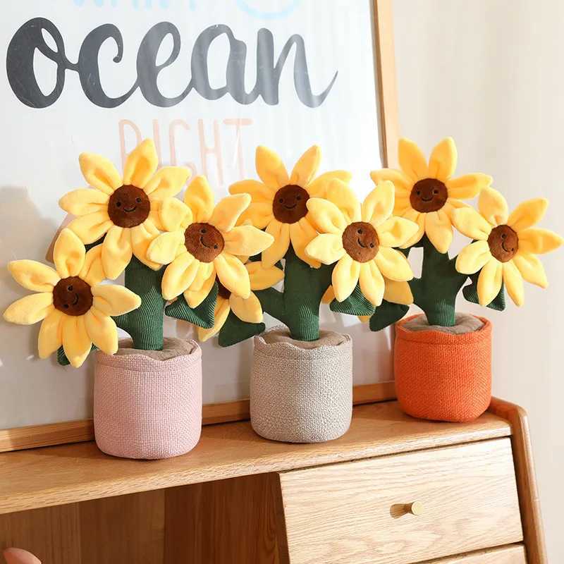 32cm Sunflower Potted Plant Bouquet Doll Plant Plush Toy Simulation Flower Bouquet Flower Sunflower Bookshelf Sofa Car Ornament X250508