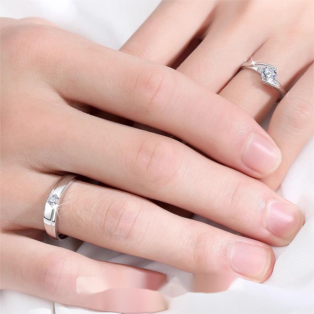 Moissanite Couple Rings 925 Sterling Silver Wedding Bands, D Color, Elegant Luxury Gift, Customizable