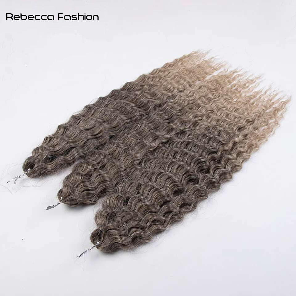 Rebecca Fashion Hair Synthetic Hair Water Wave 24Inch Braid Hair Twist Crochet Hair Black Ombre Pink Deep Wave Braiding Hair Extension Cosplay