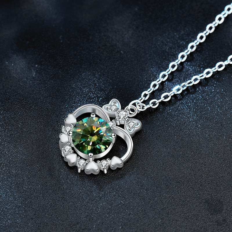 Trendy Bridal Accessory - Lustrous Moissanite Accented Heart Pendent by Precious 925 Silver Chain