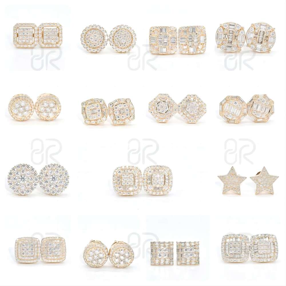 Real 10K 14K Earrings, Gra Certified Long Stick Bread Cutting Vvs Moissanite Gold Earrings