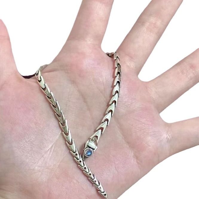 2025 Blue Moonstone Snake Bracelet - Bold Chunky Chain Cuff, Edgy Luxury Statement Jewelry for Women & Men, Unique Minimalist Hand Chain