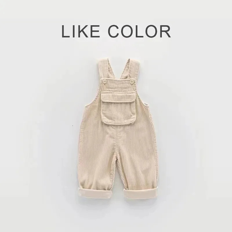 Boys Spring Autumn Girls Baby All-match Corduroy Trousers Solid Colour Baby Thickened Overalls One-piece Childrens Overalls 250508