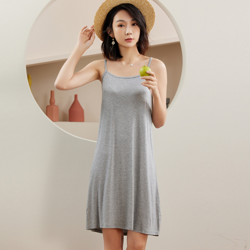 LM190 Summer modal bottoming suspender skirt for women inner petticoat mid-length loose sleeveless vest skirt large size