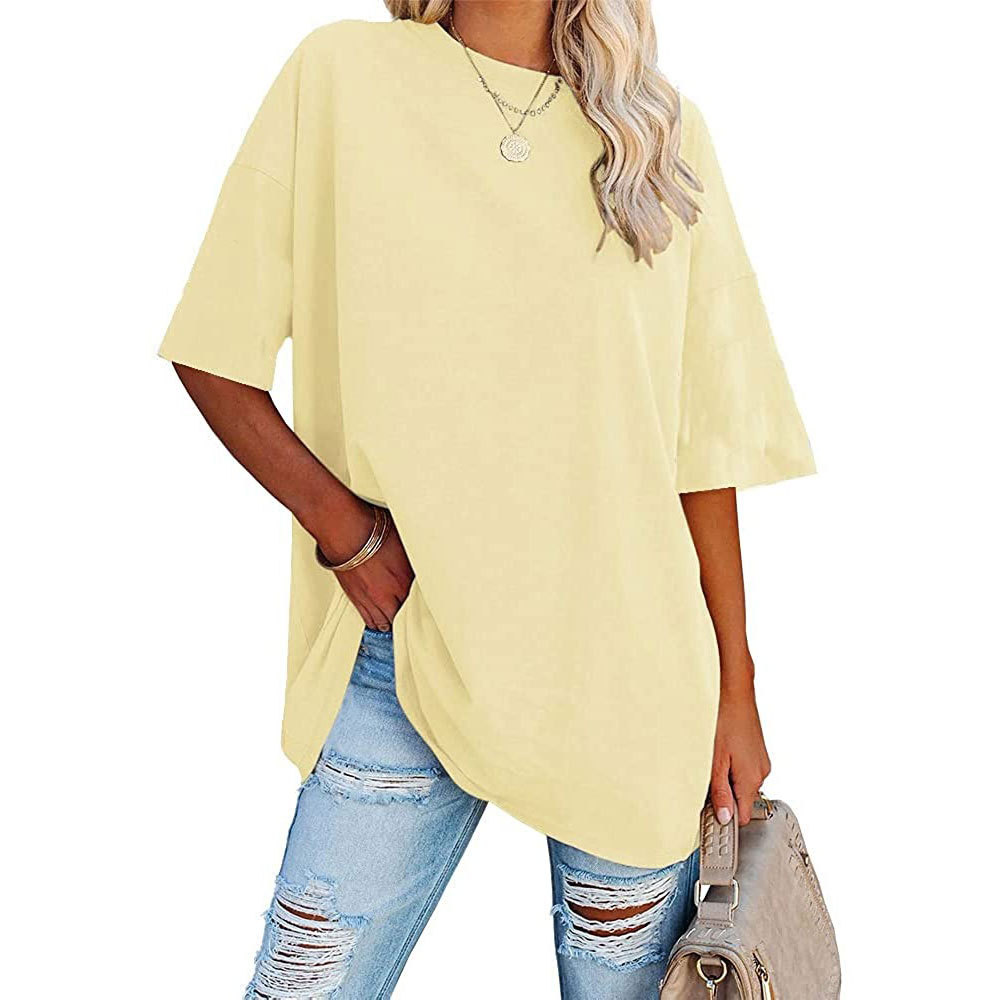 Ladies T-shirt new color loose sleeve sleeve round neck short sleeve top 2025