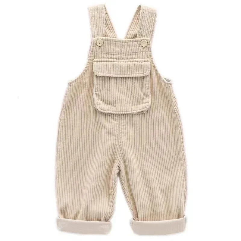Boys Spring Autumn Girls Baby All-match Corduroy Trousers Solid Colour Baby Thickened Overalls One-piece Childrens Overalls 250508