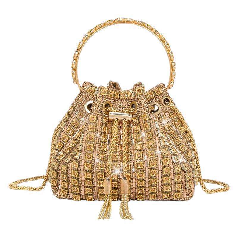 Dinner Bag Dinner Bag Banquet Temperament Inlaid Handbag Chain Simple And Fashionable Full Diamond Bucket Bag KQ KQ