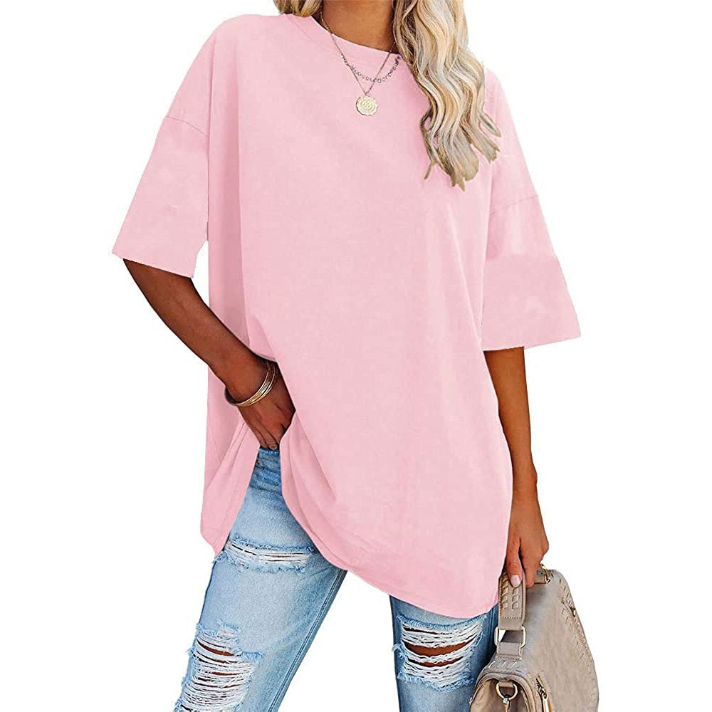 Ladies T-shirt new color loose sleeve sleeve round neck short sleeve top 2025