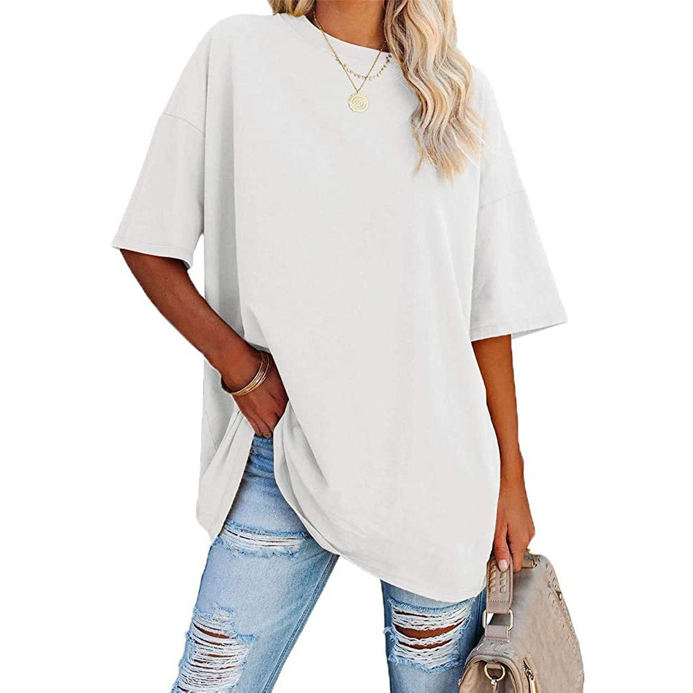 Ladies T-shirt new color loose sleeve sleeve round neck short sleeve top 2025