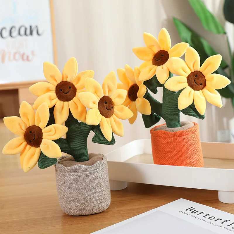 32cm Sunflower Potted Plant Bouquet Doll Plant Plush Toy Simulation Flower Bouquet Flower Sunflower Bookshelf Sofa Car Ornament X250508