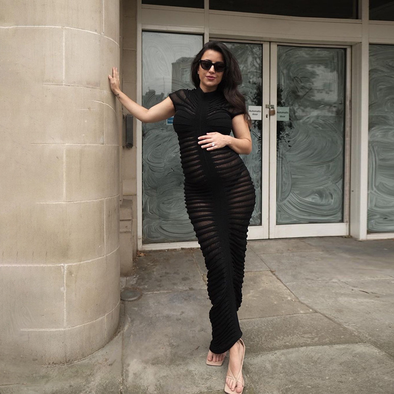 Feng 2023 Autumn New Womens Fashion Short Sleeve Round Neck Slim Fit Wrap Hip Style Design Sense Dress for Women