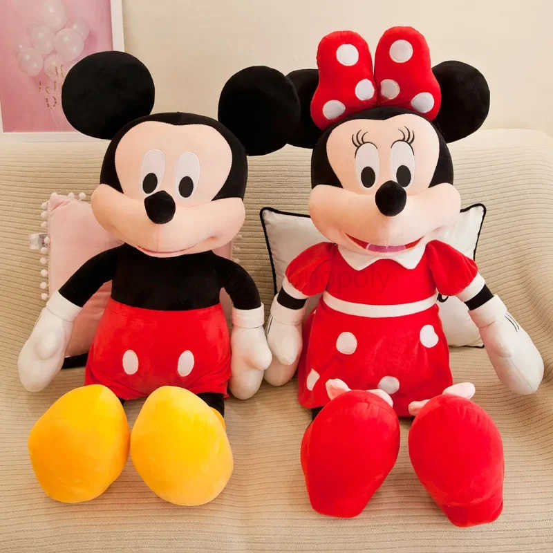 Disney 20-75cm Mickey Minnie Mouse Plush Toys Pillow Kawaii Mickey Minnie Stuffed Doll Cartoon Elf Plush Doll Xmas Gift For Kids Z250508