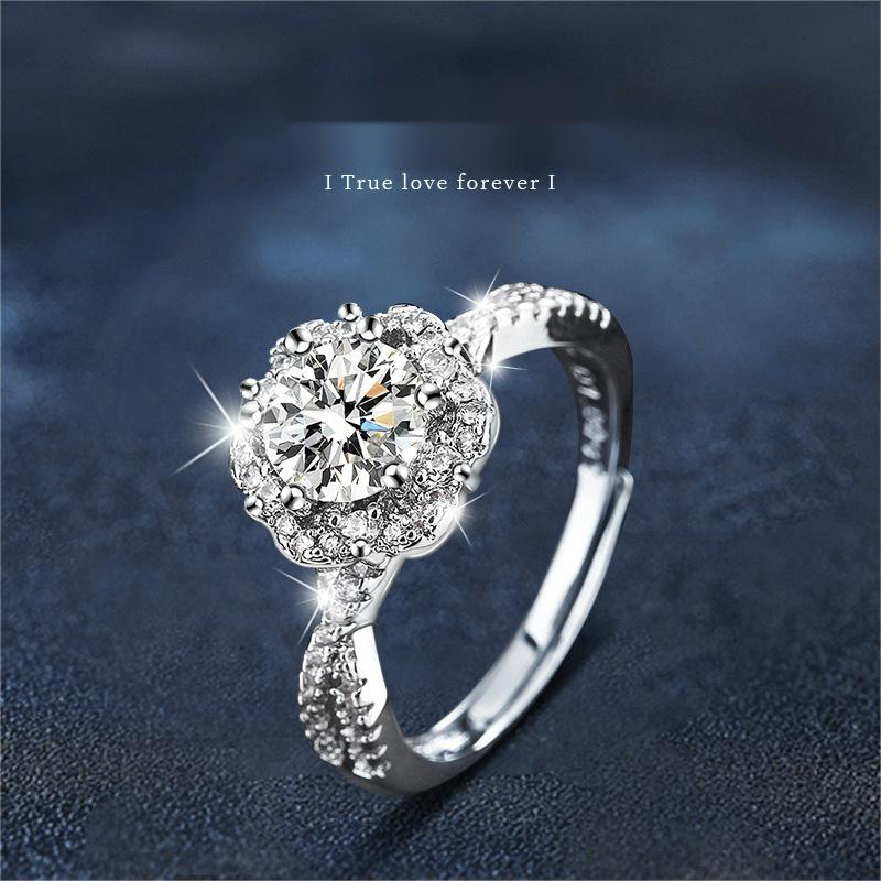 925 Sterling Silver Adjustable Ring, Moissanite Gemstone, Non-Tarnish, Elegant Minimalist Design