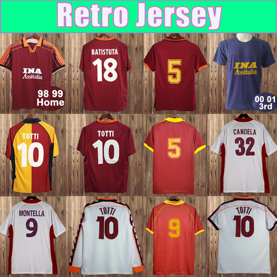 89 90 91 CASSANO Mens Retro Soccer Jerseys BATISTUTA CAFU SAMUEL TOTTI MONTELLA BATISTUTA Home Away Vintage Football Shirts Short Sleeve Uniforms