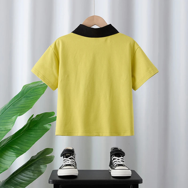 Summer Kids POLO Shirt. Lapel short sleeves. INS style. For baby boys S/M/L. Comfy breathable. 250508