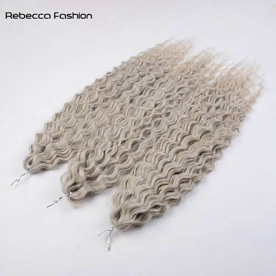 Rebecca Fashion Hair Synthetic Hair Water Wave 24Inch Braid Hair Twist Crochet Hair Black Ombre Pink Deep Wave Braiding Hair Extension Cosplay