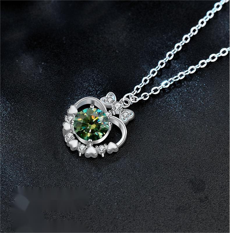 Trendy Bridal Accessory - Lustrous Moissanite Accented Heart Pendent by Precious 925 Silver Chain