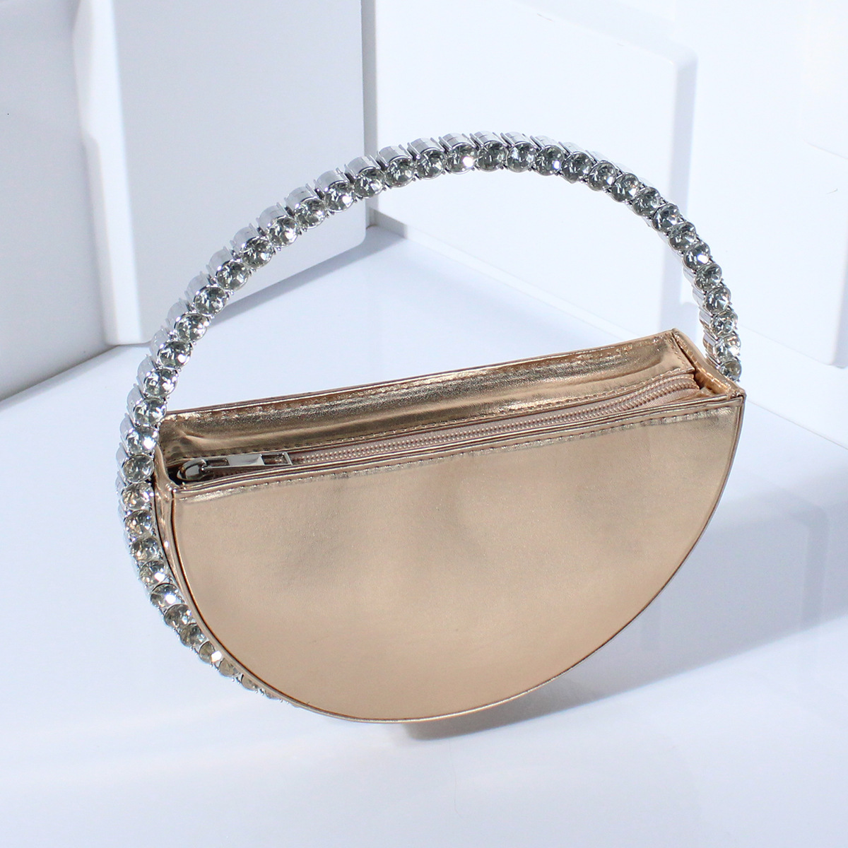 New Diamond Series Designer Luxury Brand High Quality Inlaid Diamond Fashion Banquet Handbag High End Small Women's Bag Crescent Bag Wallet Makeu