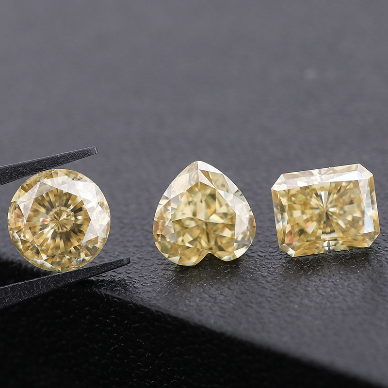 Moissanite Loose Stone 1ct-4ct Yellow Color Excellent Round Radiant Heart Cut Mossant Diamond Gemstone For Jewelry Making With GRA Report