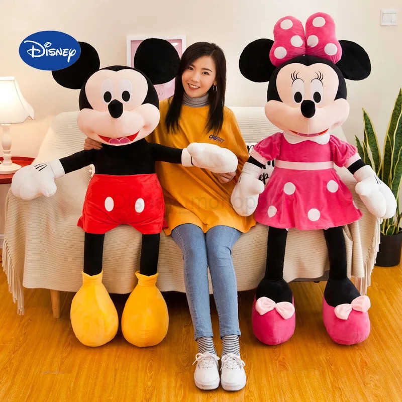 Disney 20-75cm Mickey Minnie Mouse Plush Toys Pillow Kawaii Mickey Minnie Stuffed Doll Cartoon Elf Plush Doll Xmas Gift For Kids Z250508