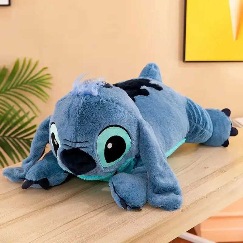 Disney 45/60/80cm Stitch Doll Plush Toys Lilo Stitch Plush Stuffed Doll Soft Pillow Prone Posture Dark/Light Blue Cute Gift Toys Z250508